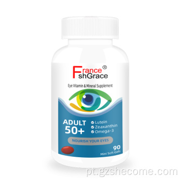 Suplemento mineral de vitamina ocular contém softgels de zinco